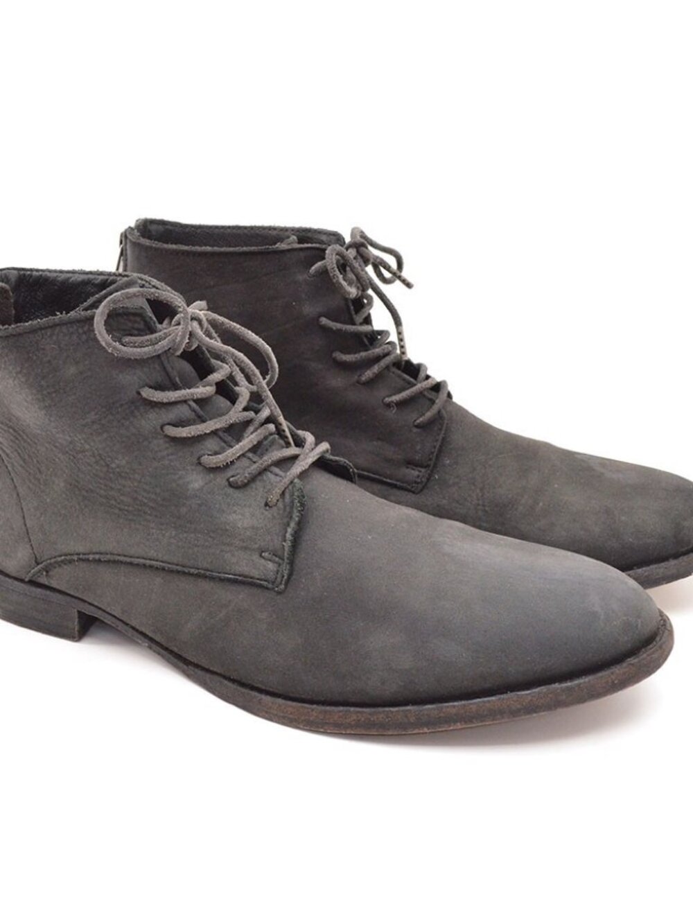 Men AllSaints Snare Black Leather Back Zip Boots 44